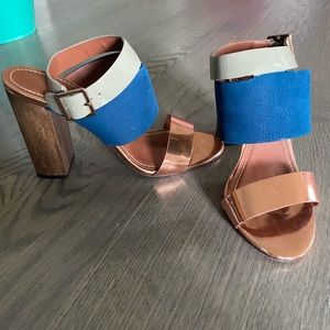 Blue gold grey heels size 7.5